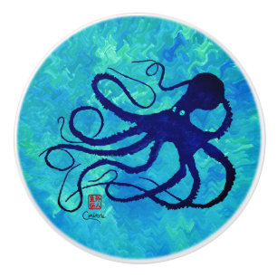 Le poulpe de Sybille sur R bleu - bouton en