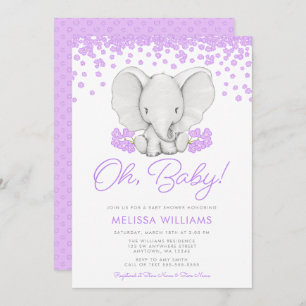 Le pourpre fleurit des invitations de baby shower