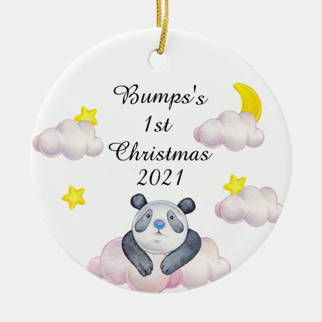 Le premier bosse de Noël de bébé ornement céramiqu (Devant)