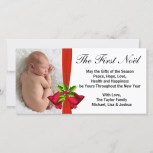 Le premier Carte photo de Noël de Red Bells Baby
