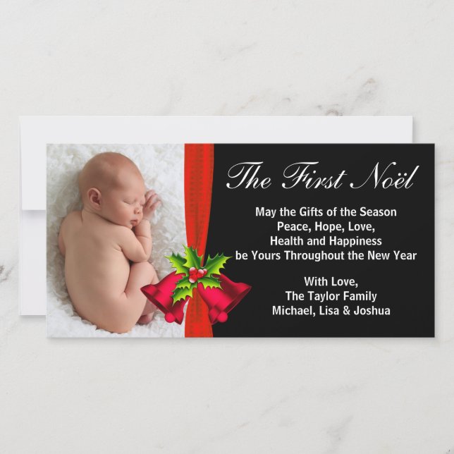 Le premier Carte photo de Noël de Red Bells Baby (Devant)