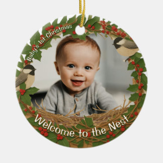 Le premier Noël de bébé Ornement en céramique Bois