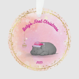 Le premier Noël de bébé - Ornement Hippopotame - P