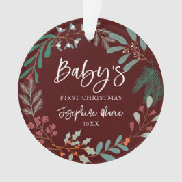 Le premier Noël du bébé botanique d'hiver rouge