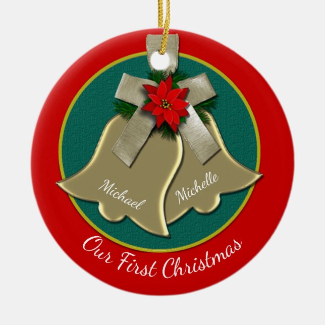 Le premier ornement de Noël de Twin Gold Bells Cou (Devant)