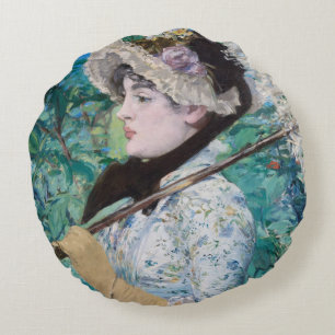 Le Printemps Manet Malerei Rundes Kissen
