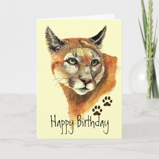 Le puma dépiste la carte de voeux d'anniversaire (Devant)
