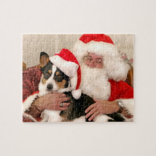 Le puzzle de Noël : Père Noël et son corgi gall