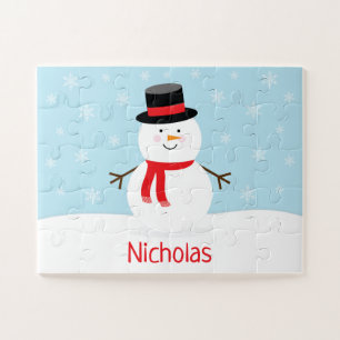 Le puzzle des enfants de Noël de bonhomme de neig