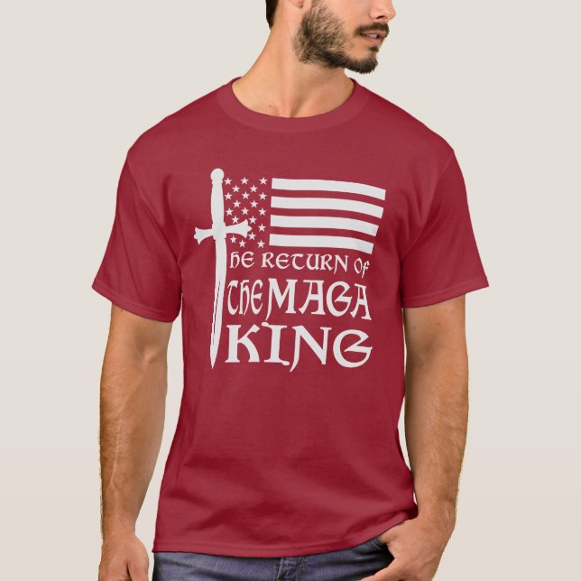 Le retour du T-shirt de l'épée drapeau MAGA King U (Devant)