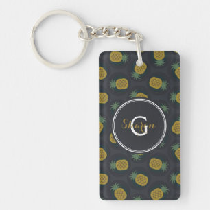 Le rétro ananas noir d'or modèle le monogramme