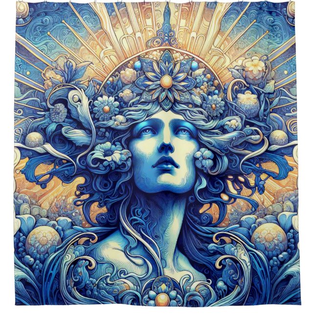 Le rideau de douche en aluminium bleu (Devant)