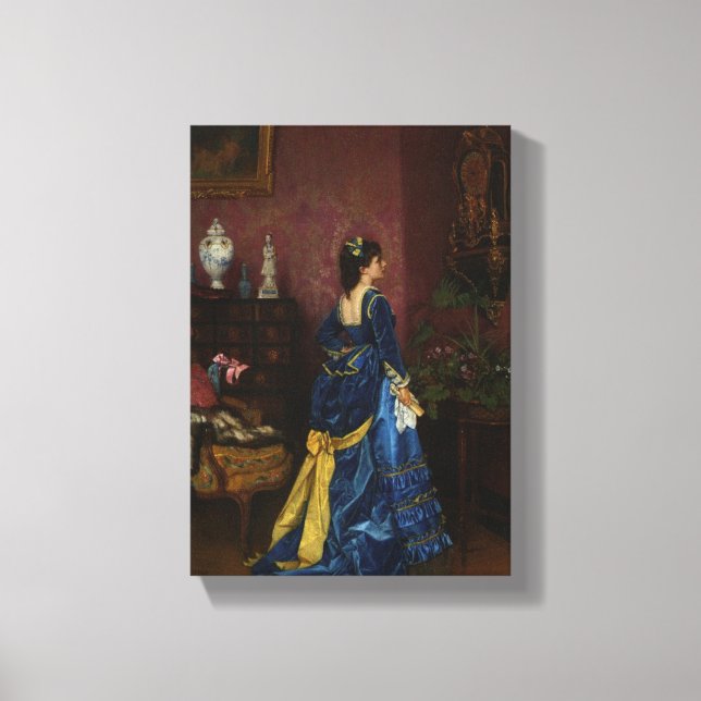 Le Robe Bleu von August Toulmouche Leinwanddruck (Vorderseite)