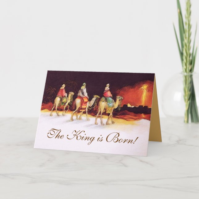 Le roi est né Carte de Noël chrétienne avec verse (Devant)