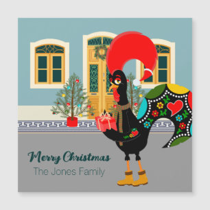 Le Rooster portugais avec la carte cadeau de Noël