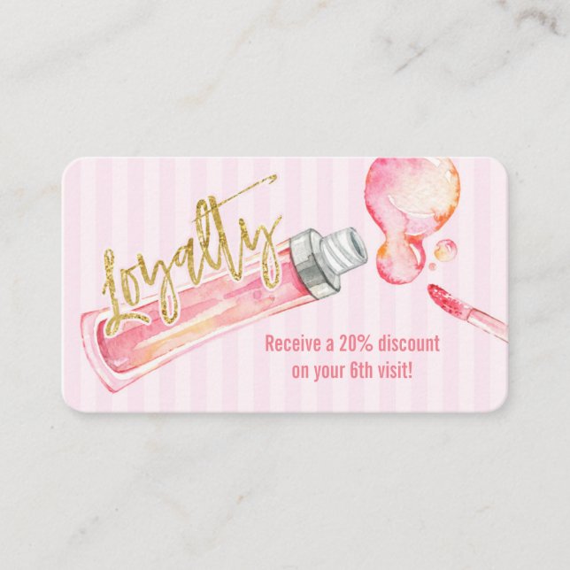 Le rose barre la carte de fidélité de maquillage (Devant)
