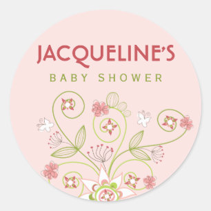 Le rose lunatique fleurit autocollant de baby