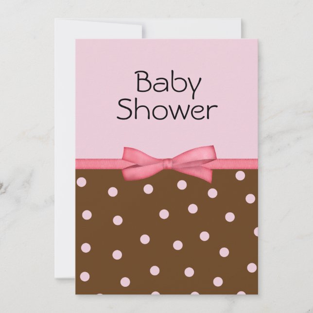 Le rose pointille des invitations de baby shower (Devant)