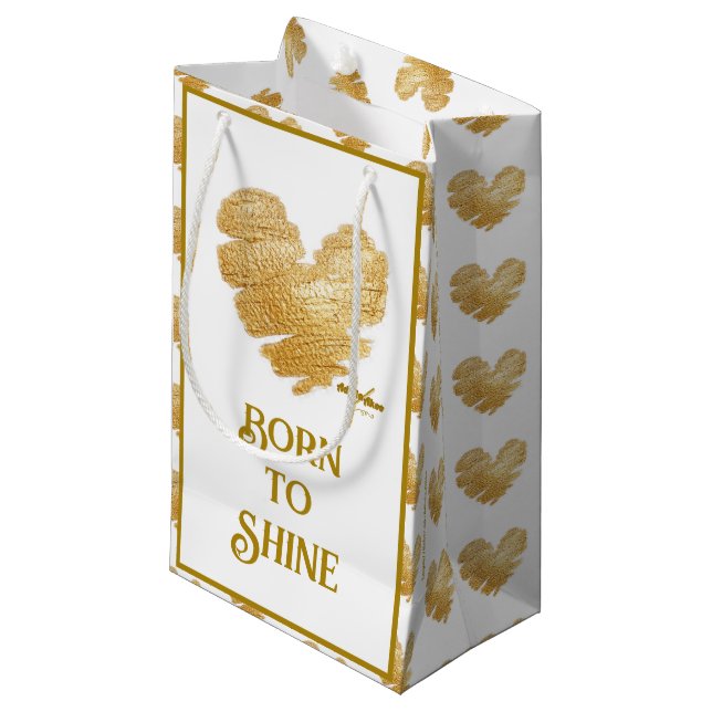 Le sac cadeau Borto Shine White et Gold Small (Devant Angle)