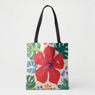 Le sac fourre-tout tropical de l'hibiscus rouge