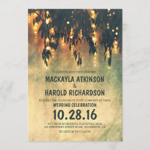 le saule rustique vintage allume des invitations