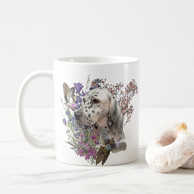 Le Setter Portrait anglais, art Café Mug (Avec donut)