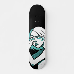 Le skateboard d'illustration féminin penseur