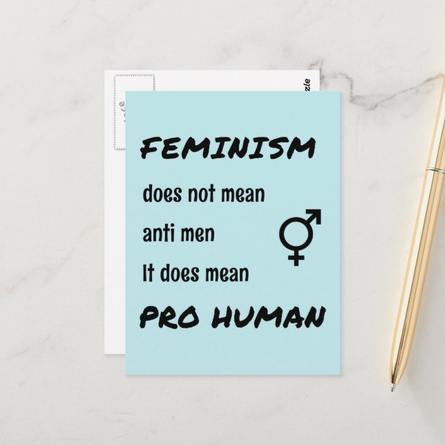 Le slogan féministe pro humain carte postale (Devant/Arrière en situation)
