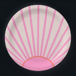 Le Soleil 01 Sun Pink Sunshine Pappteller<br><div class="desc">Sun Print - Rosa - Sonnenschein,  Moderner Abstrakt geometrischer Sonnenaufgang - Le Soleil.</div>