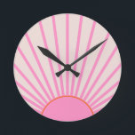 Le Soleil 01 Sun Pink Sunshine Runde Wanduhr<br><div class="desc">Sun Print - Rosa - Sonnenschein, Moderner Abstrakt geometrischer Sonnenaufgang - Le Soleil.</div>