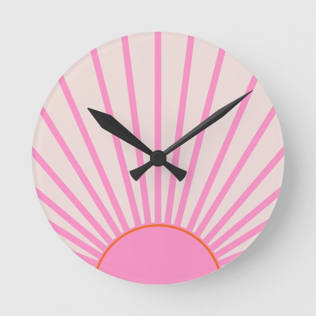 Le Soleil 01 Sun Pink Sunshine Runde Wanduhr (Vorderseite)