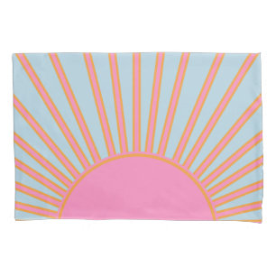 Le Soleil 02 Retro Sun Rosa und Blau Sunshine Kissenbezug