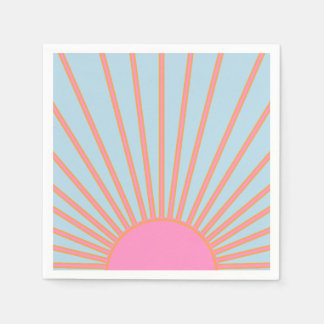 Le Soleil 02 Retro Sun Rosa und Blau Sunshine Serviette