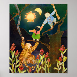 Le Soleil et la Lune : affiche de contes populaire