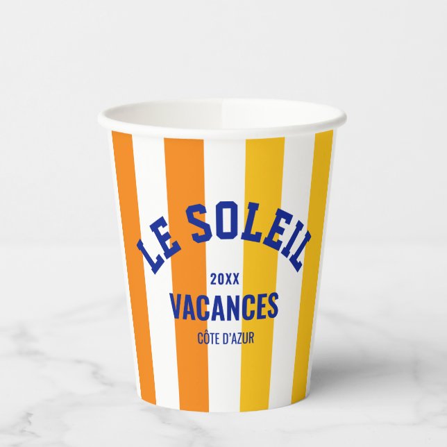 Le Soleil Vacances Côte d'Azur Cabana Streifen Pappbecher (Links)