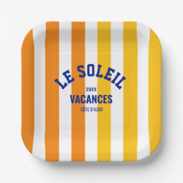 Le Soleil Vacances Côte d'Azur Cabana Streifen Pappteller