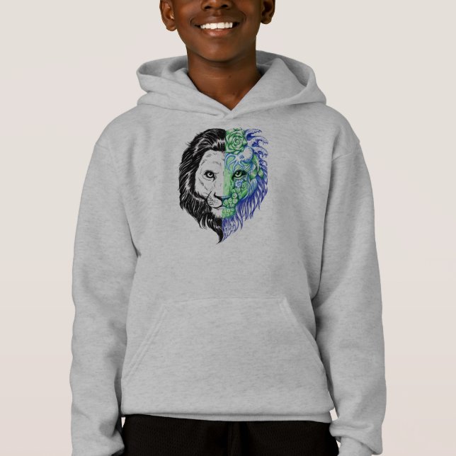 Le sweat - shirt à capuche de lion du garçon (Devant)