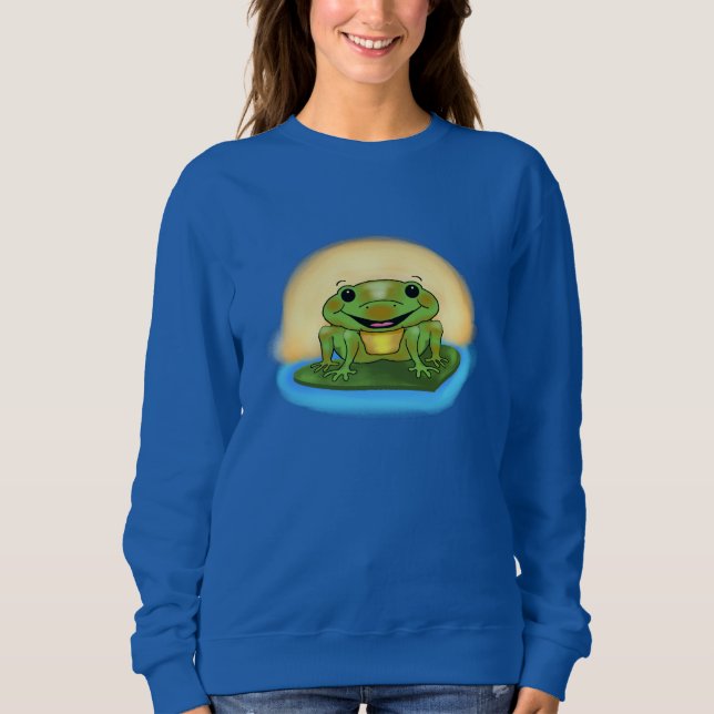 Le sweatshirt des femmes heureuses de grenouille (Devant)