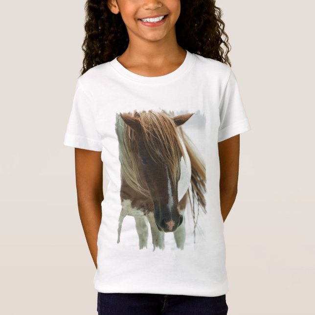 Le T-shirt adapté de la fille de cheval sauvage de (Devant)