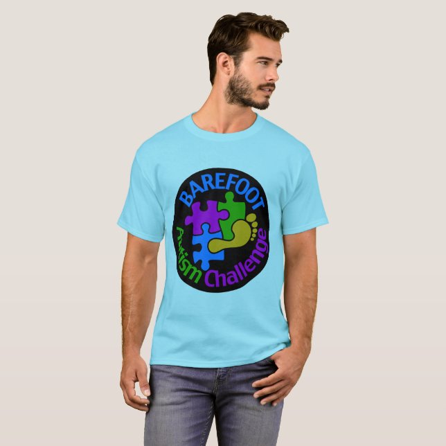 Le T-shirt de base d'autisme des hommes aux pieds (Devant entier)