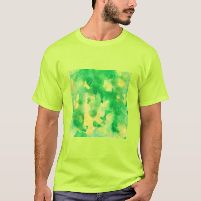 Le T-shirt de base des hommes d'aquarelle de vert (Devant)