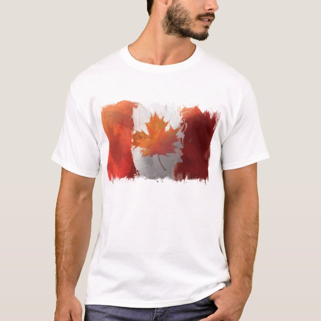 Le T-shirt de base des hommes du drapeau du Canada (Devant)