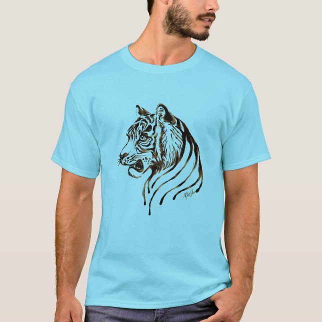Le T-shirt de chocolat de tigre des hommes peints (Devant)