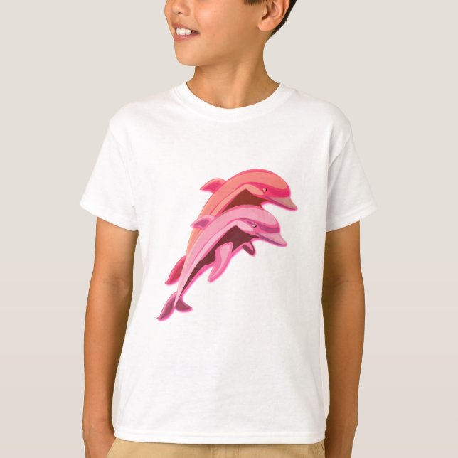 Le T-shirt de dauphin des enfants roses de (Devant)