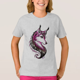 Le T-shirt de la belle de loup fille tirée par la