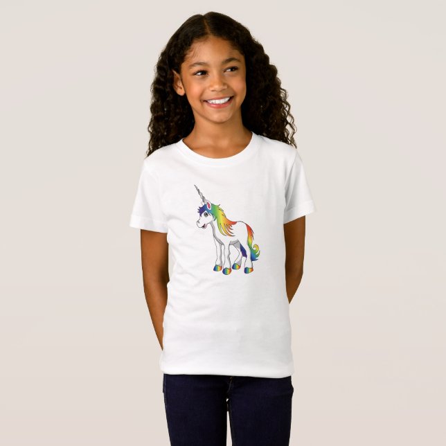 Le T-shirt de la fille rose de licorne (Devant entier)