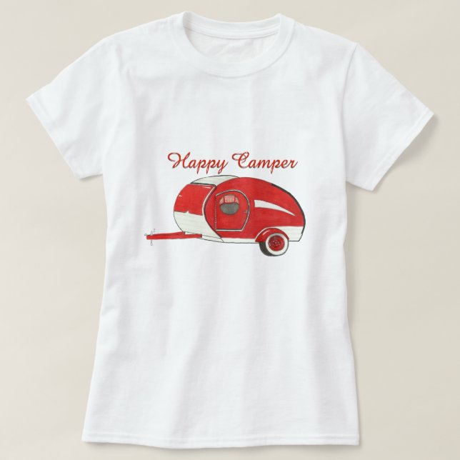 Le T-shirt de larme des femmes rouges de camping (Design devant)