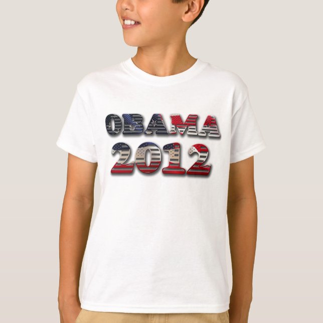 Le T-shirt de l'enfant de drapeau d'Obama 2012 (Devant)