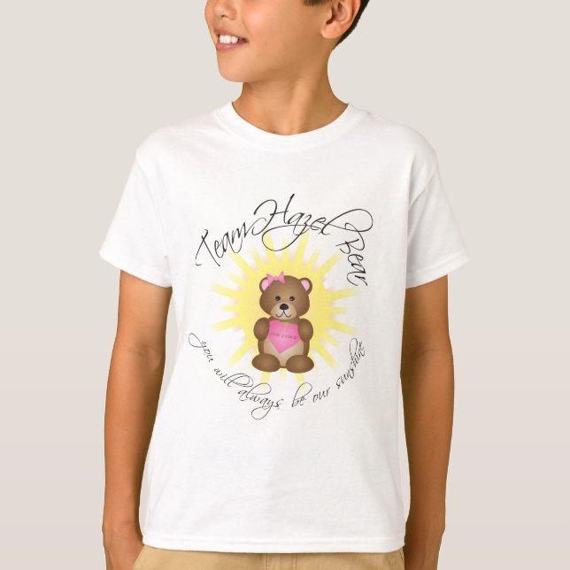 le T-shirt de l'enfant noisette d'ours d'équipe (Devant)