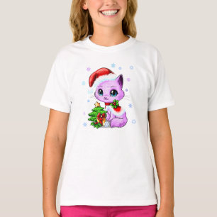 Le T-shirt de Noël de la fille tirée par la main